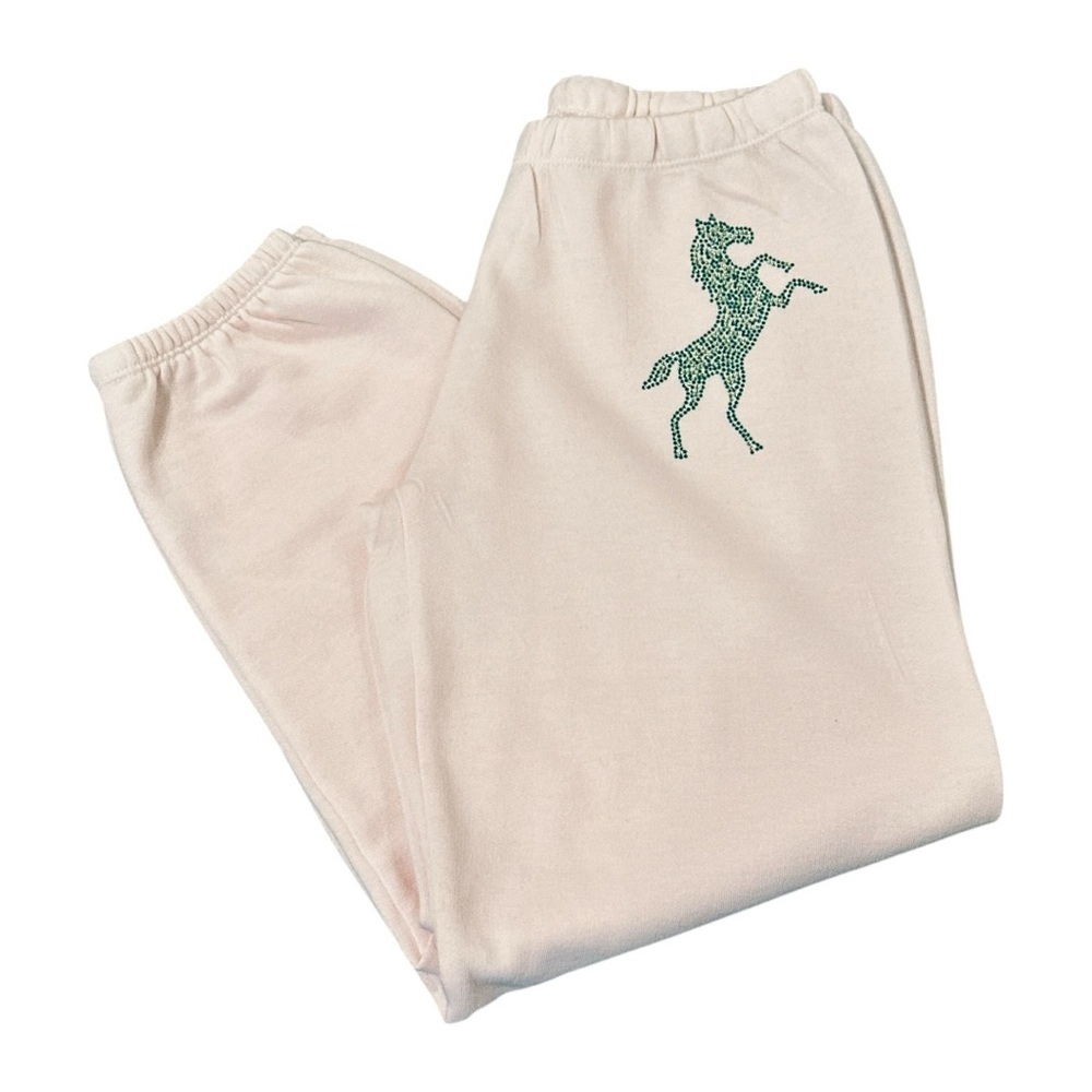 E.Vil Pink Joggers with Green rhinestone Horse Design Y2K NWOT